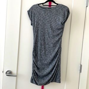 Gray body on short sleeve sweater dress